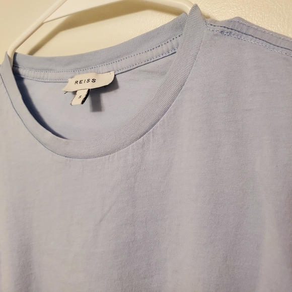 Reiss Blue Lightweight Cotton T-Shirt - Picture 4 of 9